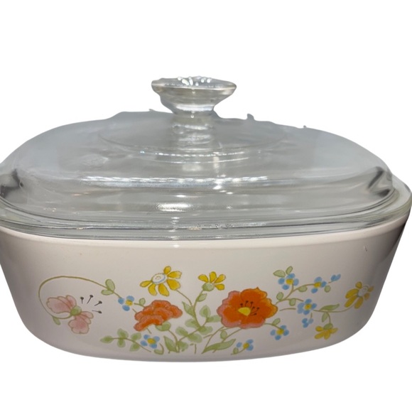 Vintage Wildflower 70’s Corning-ware: 2 Quart Dish with Lid: GUC Cookware